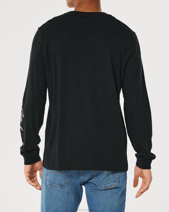 T-shirt met logo en lange mouwen zwart Heren Hollister toppen 06JX809