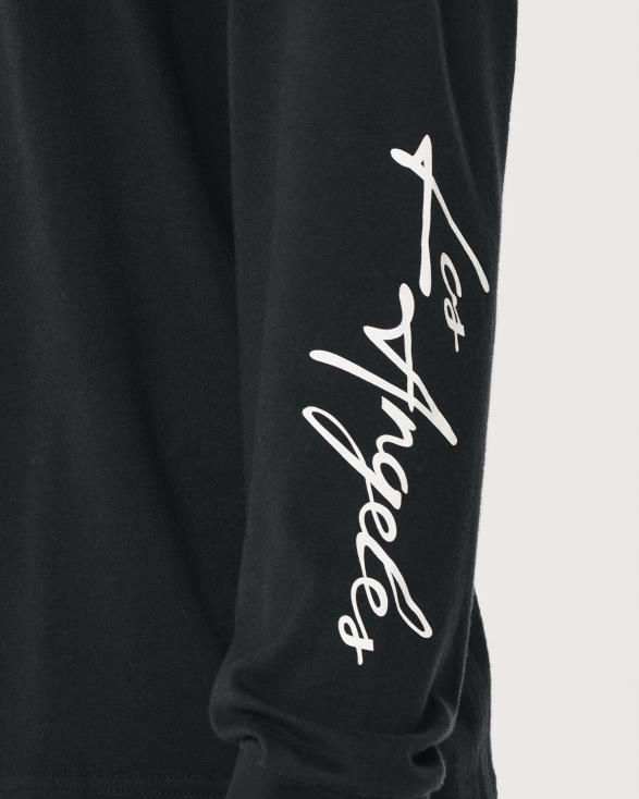 T-shirt met logo en lange mouwen zwart Heren Hollister toppen 06JX809