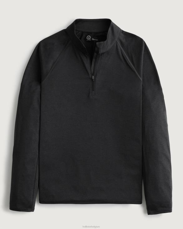 gilly hicks actieve lichtgewicht gebreide kwartrits zwart Heren Hollister toppen 06JX1046