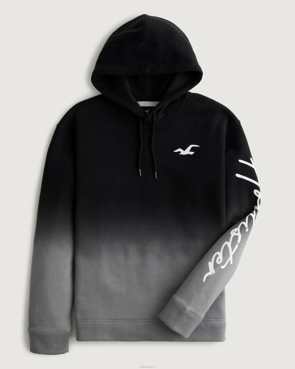 hoodie met ombre-logo zwart naar grijs ombre Heren Hollister toppen 06JX864