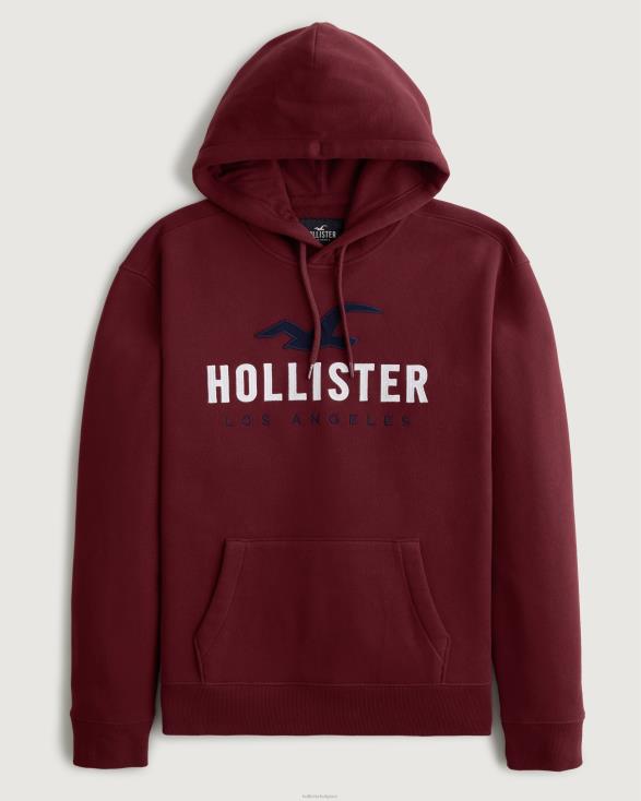 logo grafische hoodie bordeaux Heren Hollister toppen 06JX988