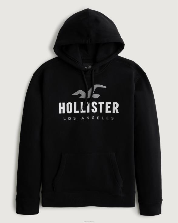 logo grafische hoodie zwart Heren Hollister toppen 06JX965