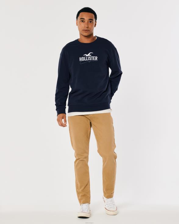 relaxed sweatshirt met logo en ronde hals marine Heren Hollister toppen 06JX865