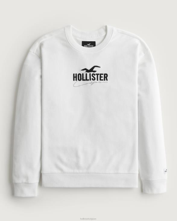relaxed sweatshirt met logo en ronde hals wit Heren Hollister toppen 06JX956