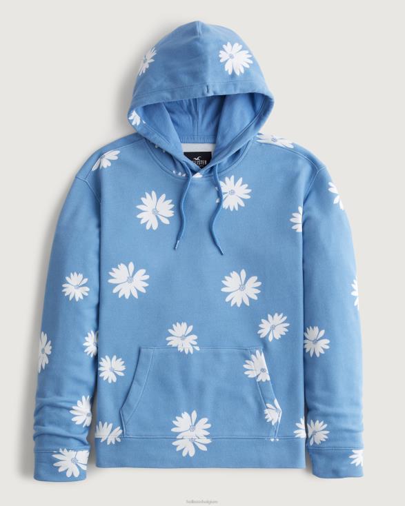 hoodie met bloemmotief lichtblauwe bloemen Heren Hollister toppen 06JX951