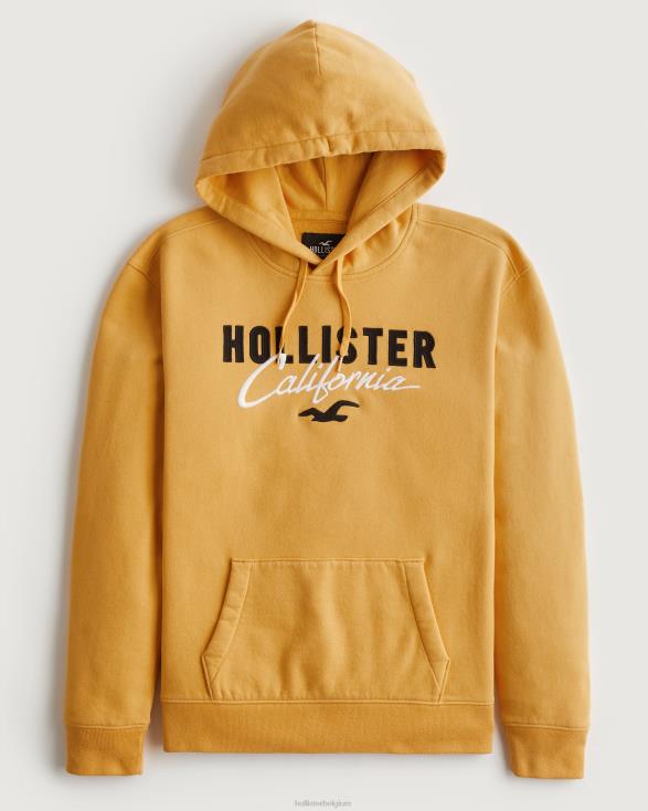 logo grafische hoodie geel Heren Hollister toppen 06JX1017