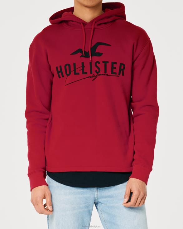 logo grafische hoodie rood Heren Hollister toppen 06JX1034