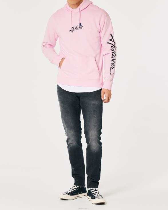 logo grafische hoodie roze Heren Hollister toppen 06JX1024