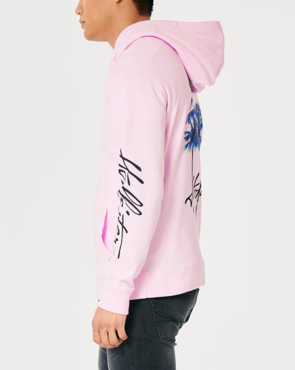 logo grafische hoodie roze Heren Hollister toppen 06JX1024