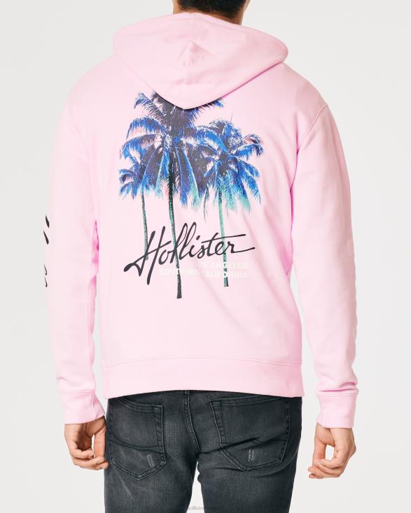 logo grafische hoodie roze Heren Hollister toppen 06JX1024