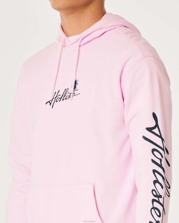 logo grafische hoodie roze Heren Hollister toppen 06JX1024