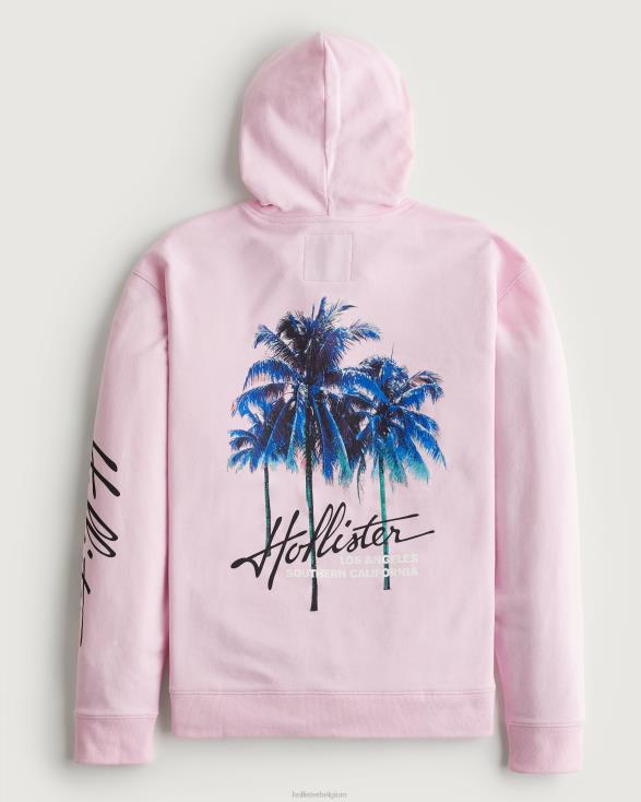 logo grafische hoodie roze Heren Hollister toppen 06JX1024