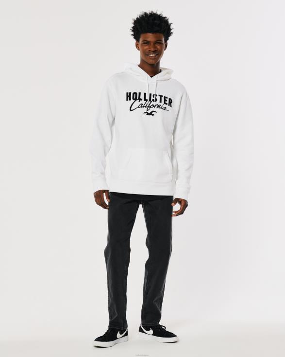 logo grafische hoodie wit Heren Hollister toppen 06JX900