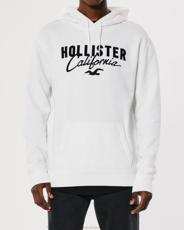 logo grafische hoodie wit Heren Hollister toppen 06JX900