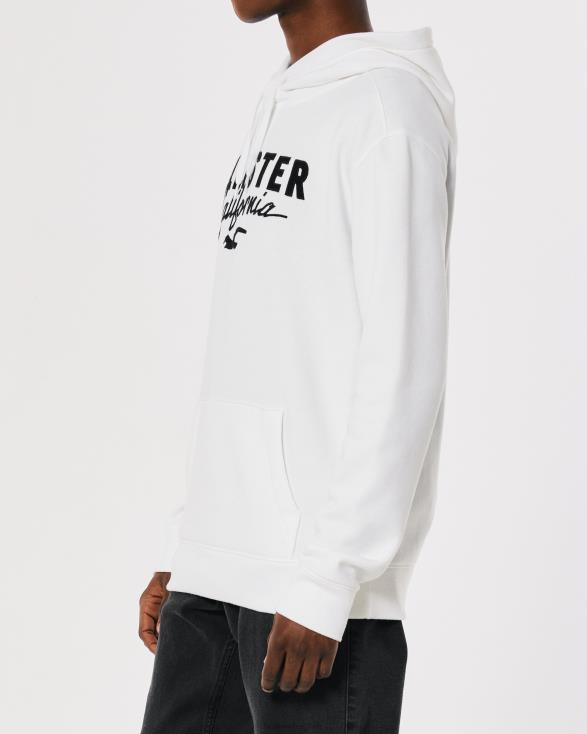 logo grafische hoodie wit Heren Hollister toppen 06JX900