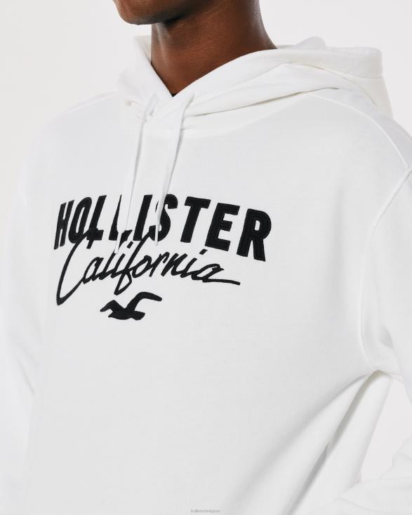 logo grafische hoodie wit Heren Hollister toppen 06JX900