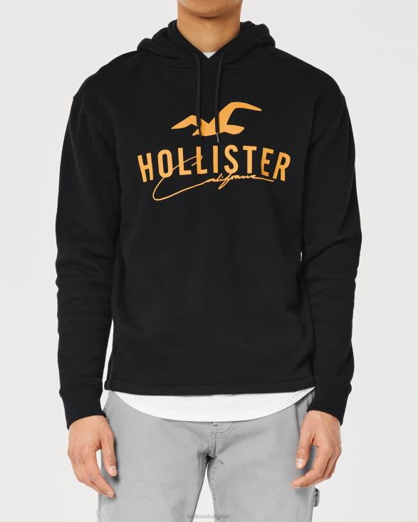 logo grafische hoodie zwart Heren Hollister toppen 06JX1064