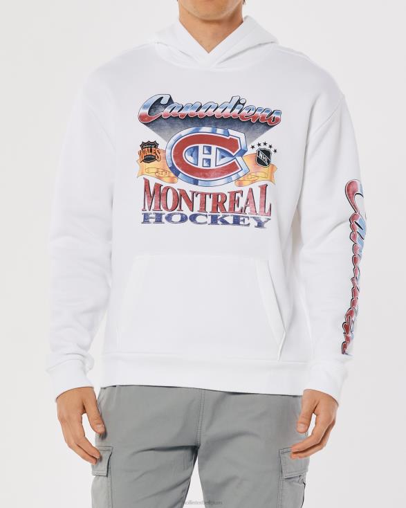 relaxte montreal canadiens grafische hoodie wit Heren Hollister toppen 06JX1086