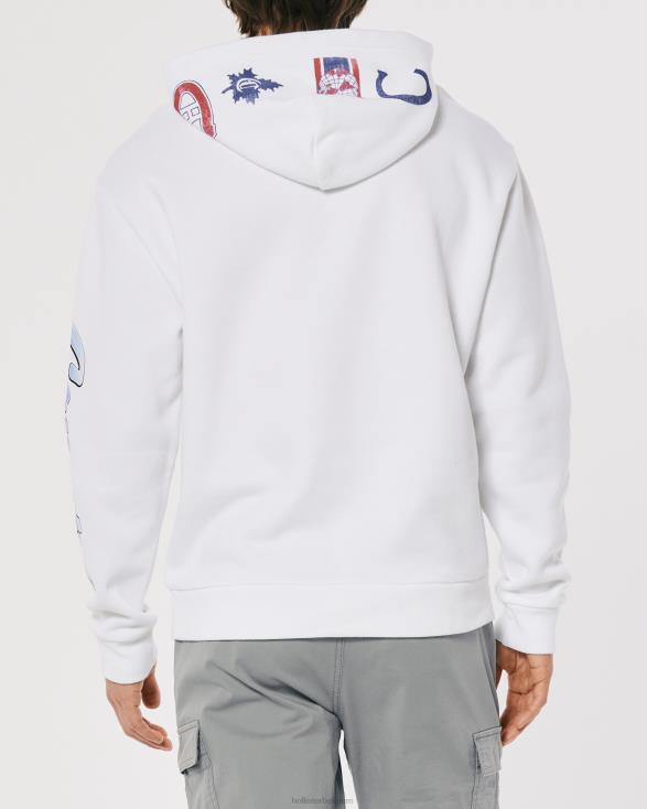 relaxte montreal canadiens grafische hoodie wit Heren Hollister toppen 06JX1086