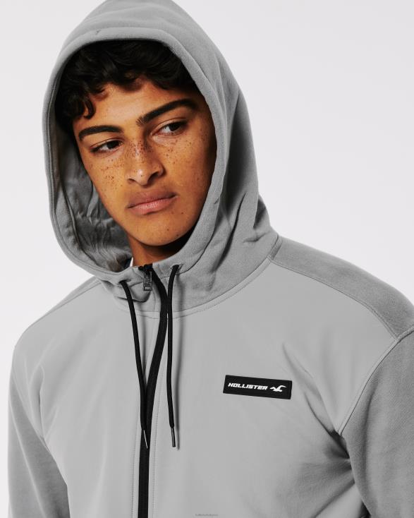 sportieve hoodie met volledige ritssluiting grijs Heren Hollister toppen 06JX807