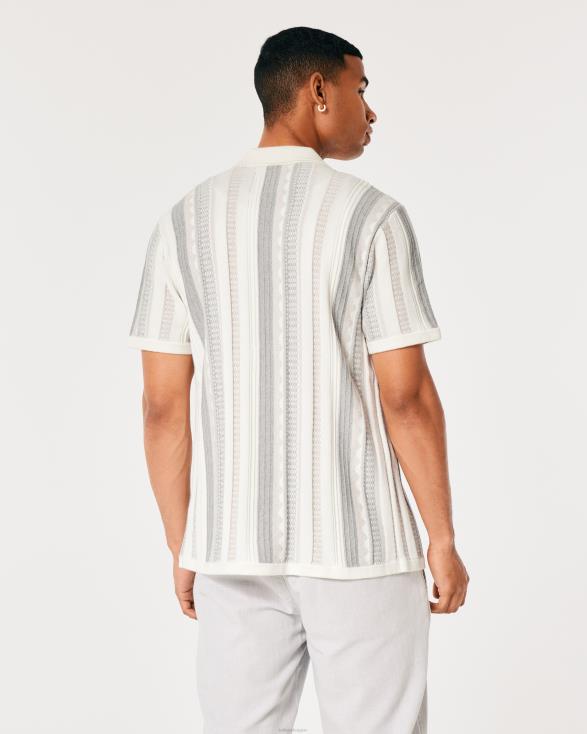 Getextureerd sweatershirt met korte mouwen witte streep Heren Hollister toppen 06JX863