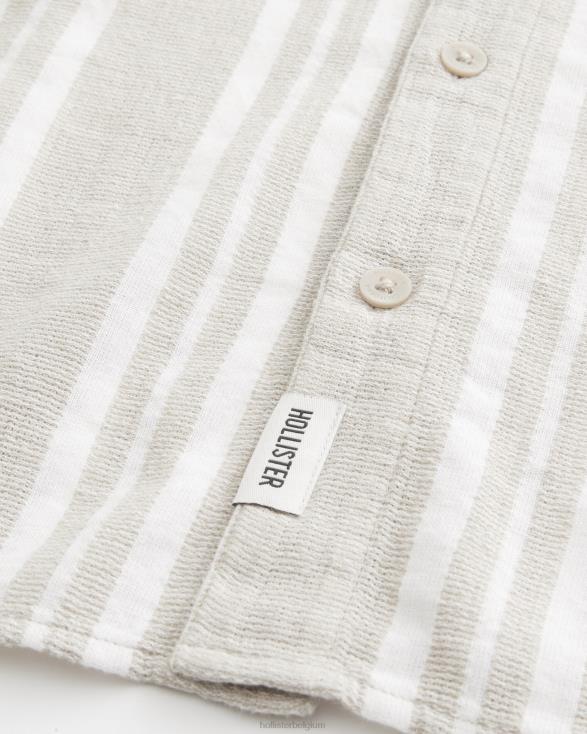 gestreept overhemd met korte mouwen bruine streep Heren Hollister toppen 06JX841