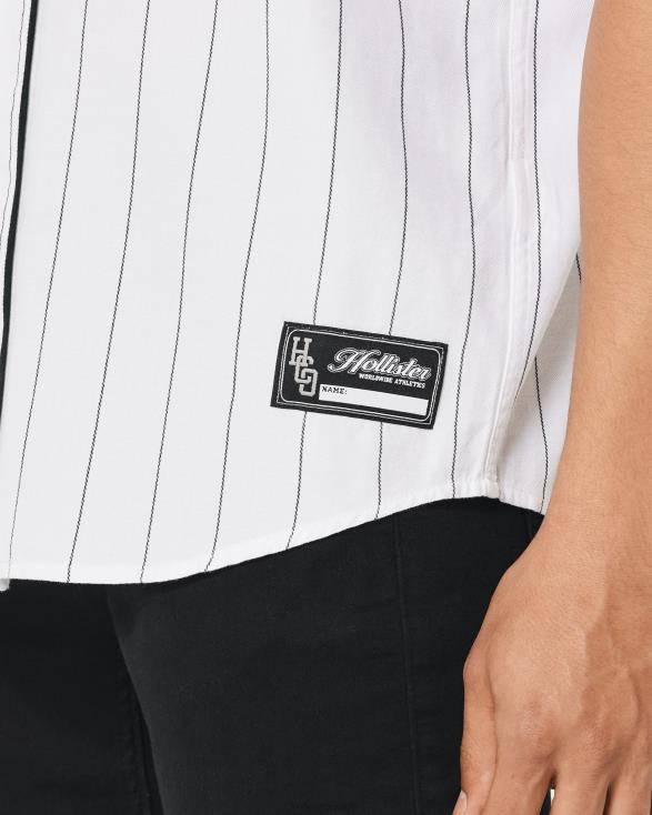 ontspannen honkbalshirt wit Heren Hollister toppen 06JX954