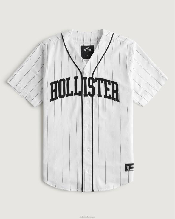 ontspannen honkbalshirt wit Heren Hollister toppen 06JX954