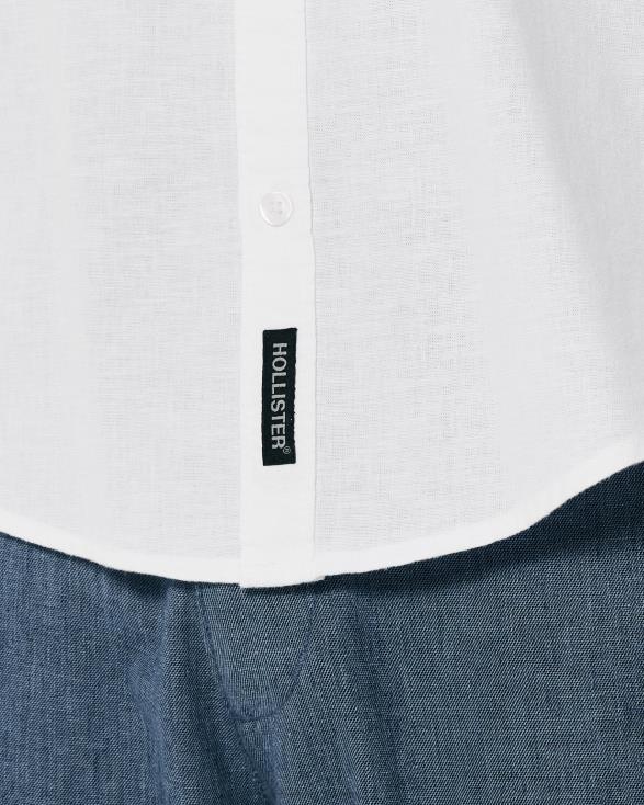 overhemd van linnenmix wit Heren Hollister toppen 06JX918