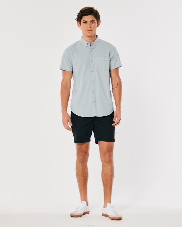 oxford overhemd met korte mouwen lichtblauw Heren Hollister toppen 06JX987
