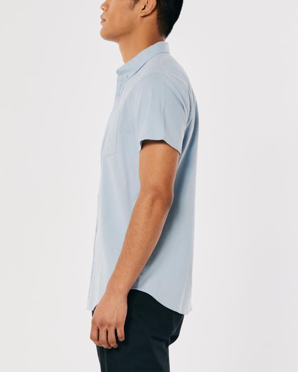 oxford overhemd met korte mouwen lichtblauw Heren Hollister toppen 06JX987