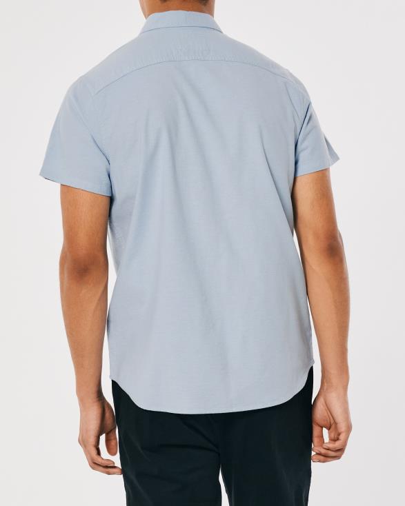 oxford overhemd met korte mouwen lichtblauw Heren Hollister toppen 06JX987