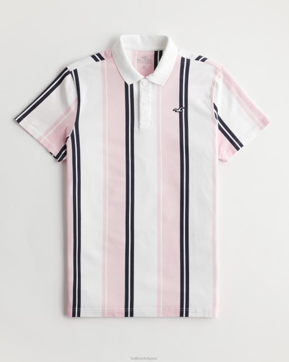 gestreept logo icoon polo koraal streep Heren Hollister toppen 06JX903