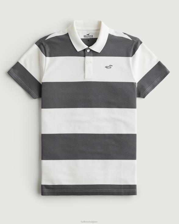 rugby streep logo icoon polo grijze streep Heren Hollister toppen 06JX1018