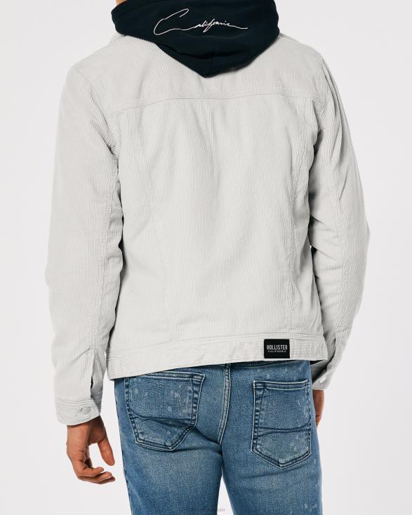 met sherpa gevoerd corduroy truckerjack lichtgrijs Heren Hollister toppen 06JX1025