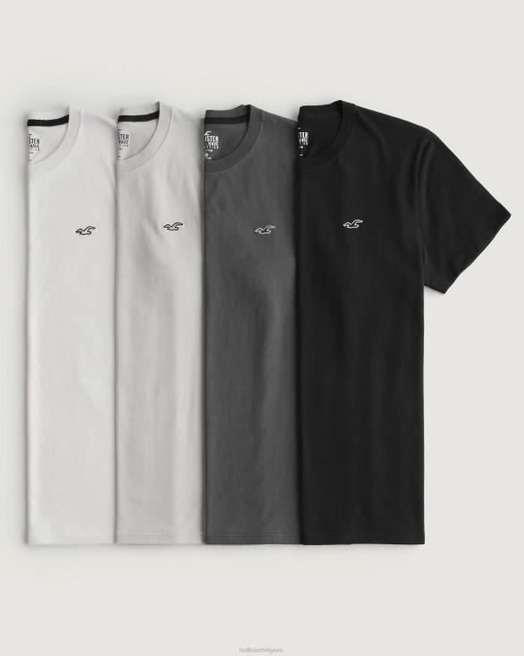 4-pack T-shirt met logo-icoon en ronde hals multi 4 logo icoon Heren Hollister toppen 06JX1091