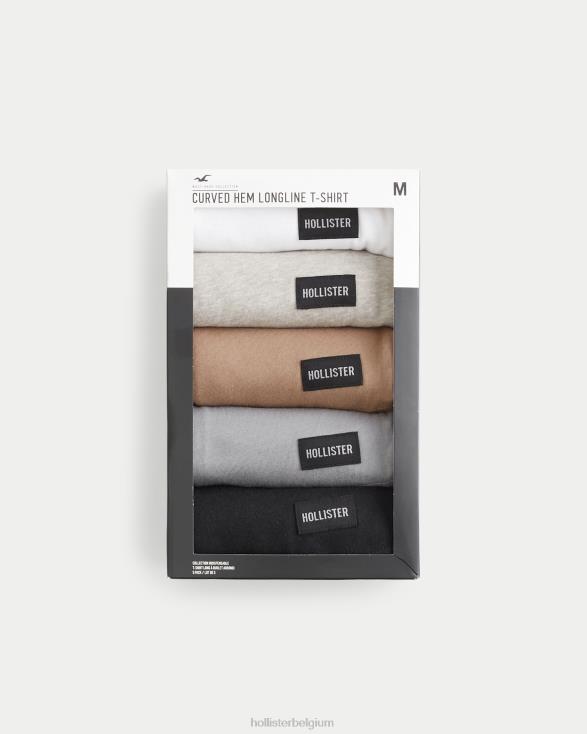 T-shirt met lange ronde zoom en ronde zoom, set van 5 multi Heren Hollister toppen 06JX811