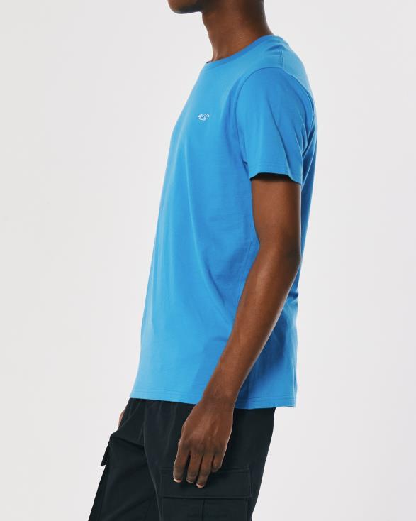 T-shirt met ronde hals en logo blauw Heren Hollister toppen 06JX806