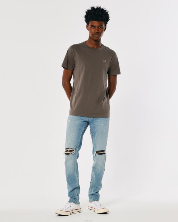 T-shirt met ronde hals en logo bruin Heren Hollister toppen 06JX810