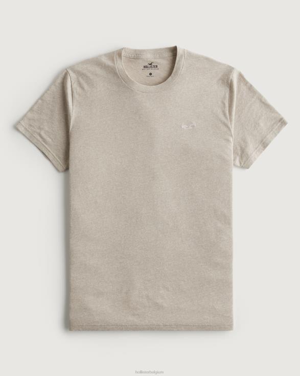 T-shirt met ronde hals en logo heide bruin Heren Hollister toppen 06JX805