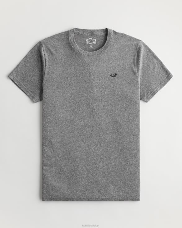 T-shirt met ronde hals en logo heide grijs Heren Hollister toppen 06JX798