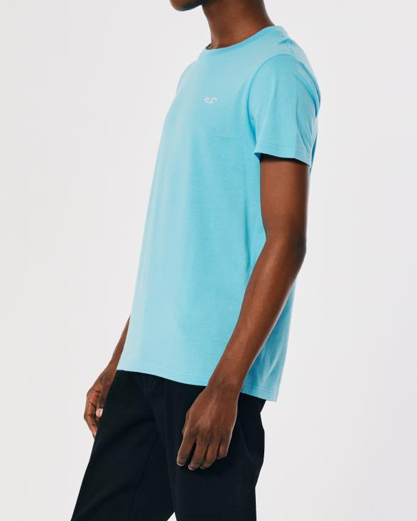 T-shirt met ronde hals en logo turkoois Heren Hollister toppen 06JX825