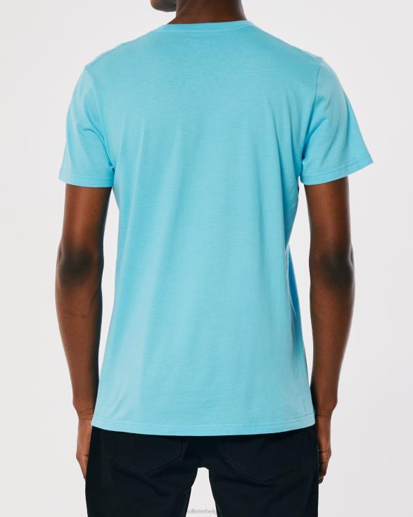 T-shirt met ronde hals en logo turkoois Heren Hollister toppen 06JX825