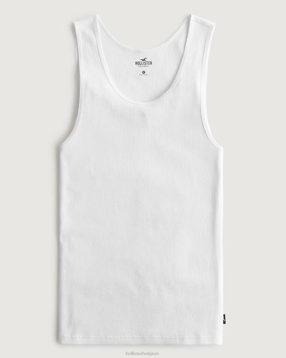 geribbelde tank wit Heren Hollister toppen 06JX898