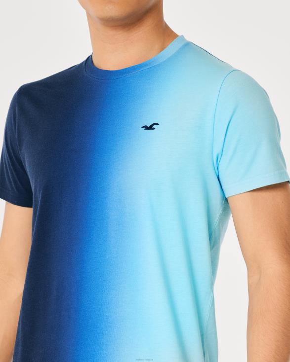 katoenen T-shirt met ombre-logo marine tot turkoois ombre Heren Hollister toppen 06JX861