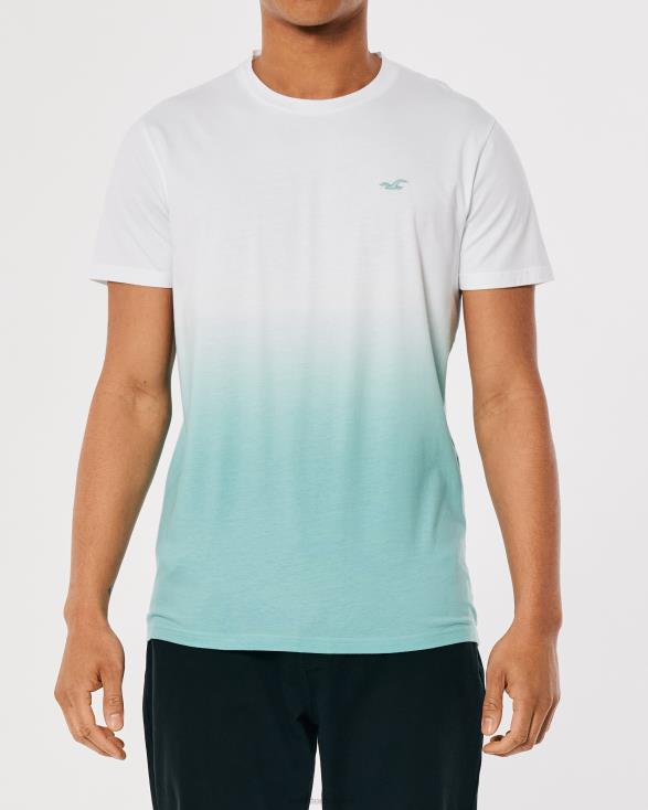 katoenen T-shirt met ombre-logo wit tot mint ombre Heren Hollister toppen 06JX905