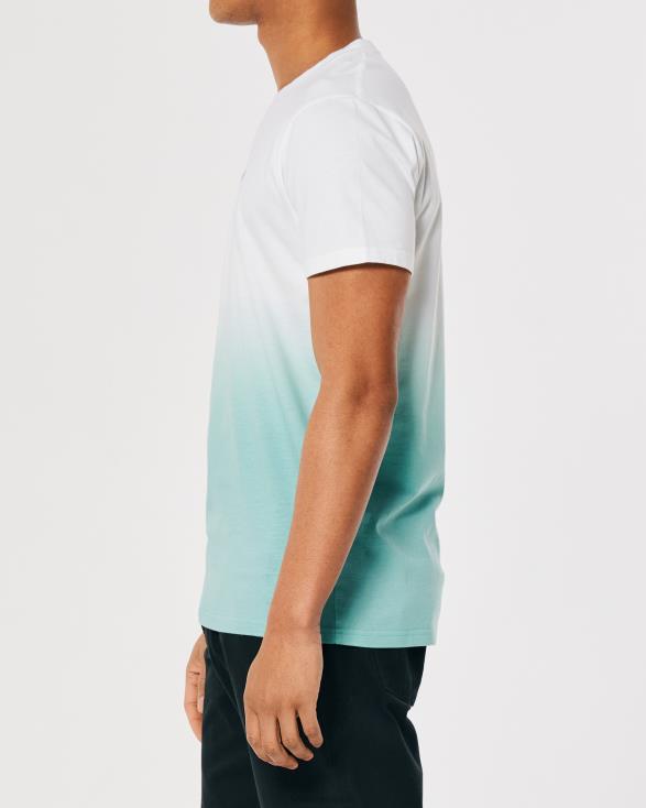 katoenen T-shirt met ombre-logo wit tot mint ombre Heren Hollister toppen 06JX905