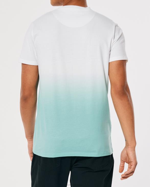 katoenen T-shirt met ombre-logo wit tot mint ombre Heren Hollister toppen 06JX905