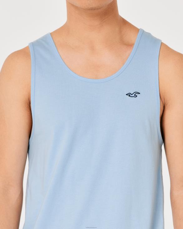 katoenen tanktop met logo lichtblauw Heren Hollister toppen 06JX837