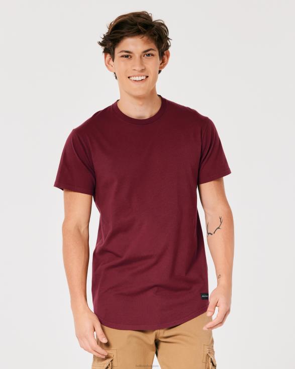 lang katoenen t-shirt bordeaux Heren Hollister toppen 06JX949